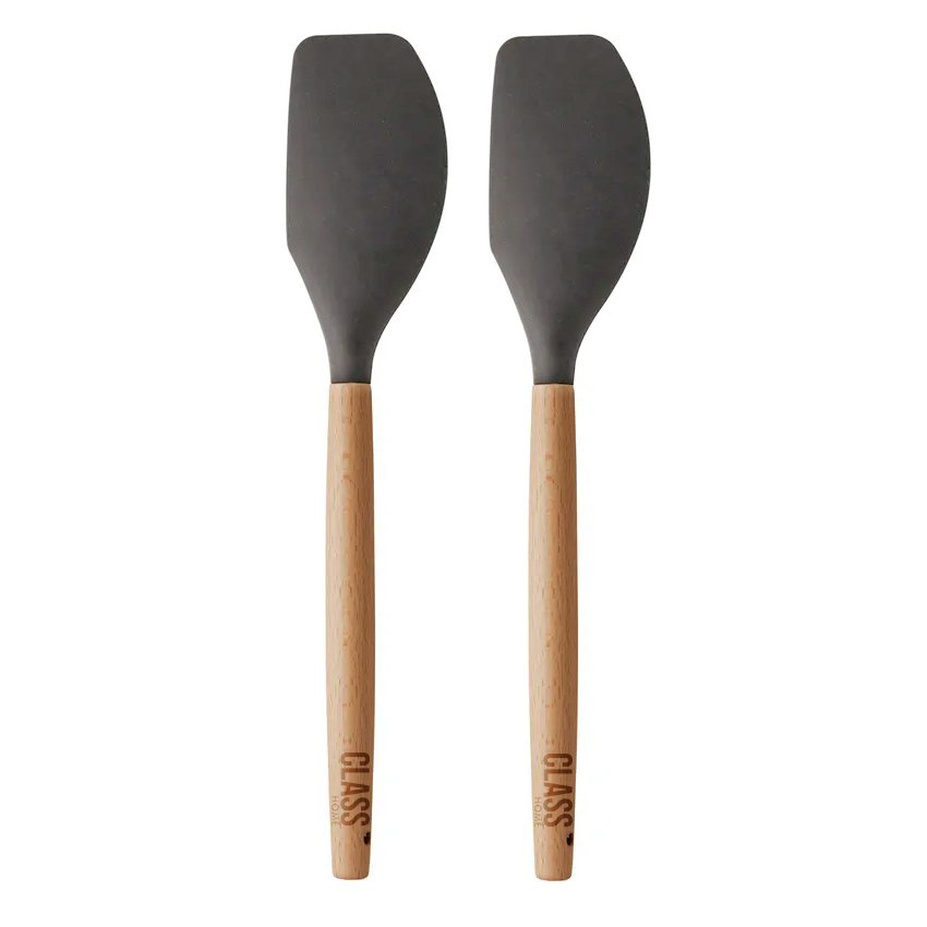 Kit Espátulas Pão Duro Silicone Madeira Reforçada Cozinha
