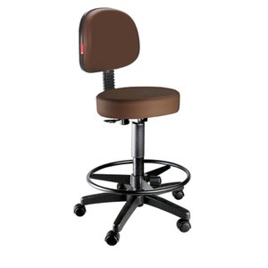 Cadeira Mocho Caixa Alta com Rodinhas Corano Marrom