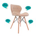 Ver imagem 6 de Cadeira Charles Eames Eiffel Slim Bege Estofada Decoração Escritório Sala Estar Mesa Jantar