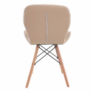 Cadeira Charles Eames Eiffel Slim Bege Estofada Decoração Escritório Sala Estar Mesa Jantar