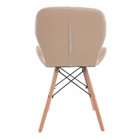 Cadeira Charles Eames Eiffel Slim Bege Estofada Decoração Escritório Sala Estar Mesa Jantar