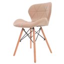 Ver imagem 2 de Cadeira Charles Eames Eiffel Slim Bege Estofada Decoração Escritório Sala Estar Mesa Jantar