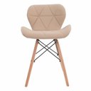 Ver imagem 4 de Cadeira Charles Eames Eiffel Slim Bege Estofada Decoração Escritório Sala Estar Mesa Jantar