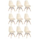 Ver imagem 1 de Kit 9 Cadeiras Charles Eames Eiffel Dsw com Pés de Madeira Clara Creme Preto