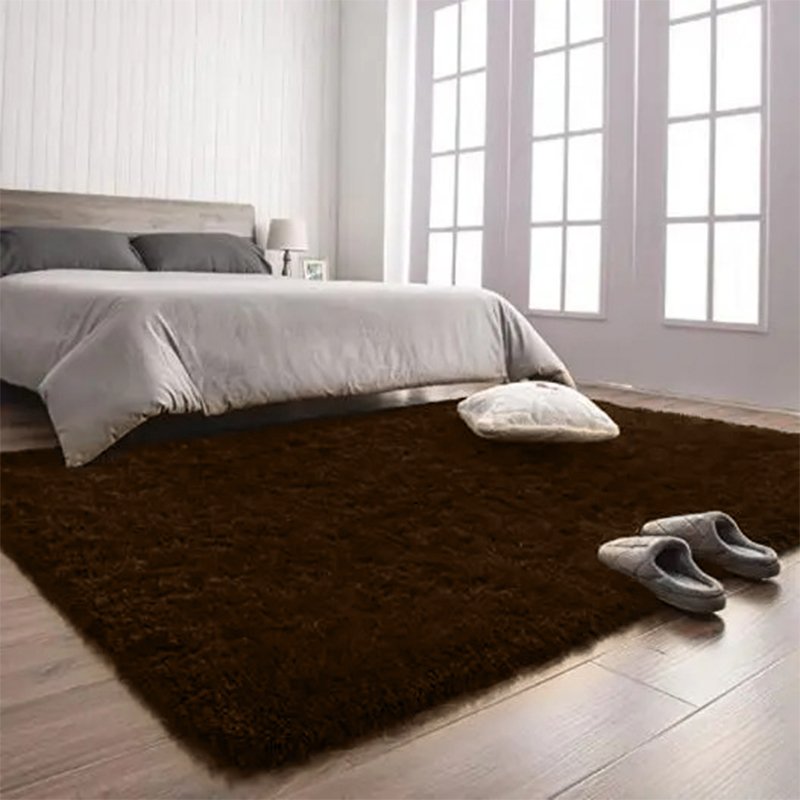 tapete sala quarto peludo felpudo fofinho 100x140cm Marrom Casen - 2