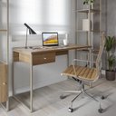 Ver imagem 1 de Mesa Escrivaninha Voss 1,2 X X 1 Gaveta 120cm Industrial Freijó E Champanhe