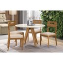 Ver imagem 1 de Conjunto Mesa Duna Premium Madeira Maciça C/ Tampo Madeirado C/ Vidro 120x120cm e 4 Cadeiras Lila
