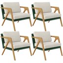 Ver imagem 1 de Kit 04 Poltronas Decorativas Sala Estar Pietra L02 Facto Verde Musgo Linho Champagne - Lyam Decor