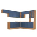 Ver imagem 2 de Cozinha Compacta Planejada 10 Peças 1 Paneleiro Duplo 5 Aéreos 4 Balcões Soho CabeCasa MadeiraOriginals Azul/F