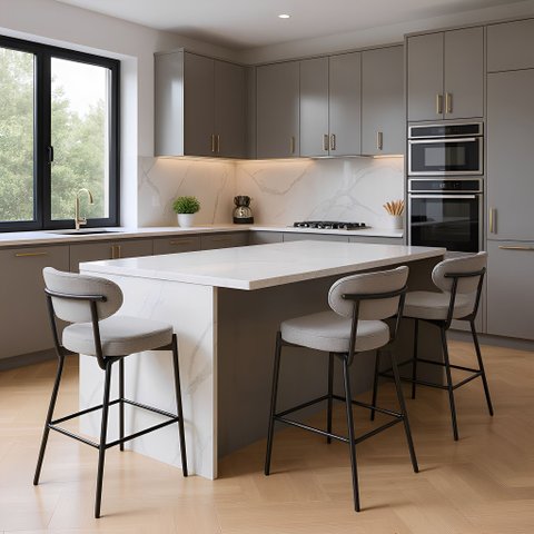 Banqueta Eva Tecido 94cm x 49cm x 48,5cm Cinza
