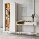 Ver imagem 4 de Kit Aparador 135cm e Cristaleira 2 Portas Pés Industrial Dourado Mosele C04 Off White Matte Freijó -