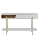 Ver imagem 3 de Kit Aparador 135cm e Cristaleira 2 Portas Pés Industrial Dourado Mosele C04 Off White Matte Freijó -