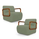 Ver imagem 1 de Kit 02 Poltronas Decorativas Orgânica Living Kavya Bouclê Verde Oliva - Abmaza