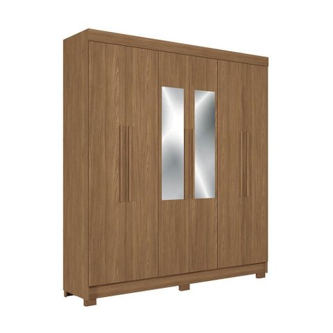 Guarda Roupa Casal 194,4cm 6 Portas 2 Gavetas com Espelho Horácio Estilo Mm Jatoba