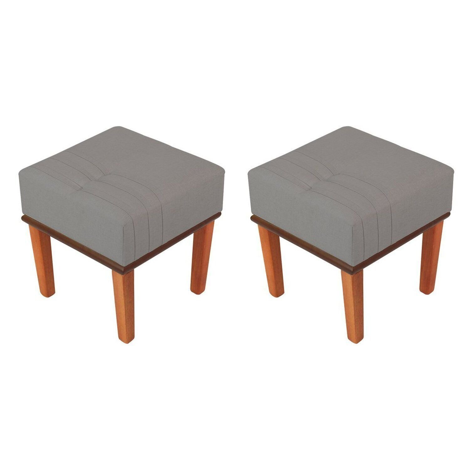 Kit 2 Puffs Quadrados para Sala de Linho Decorativo Modelo Hikaris - 9