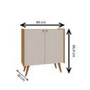 Ver imagem 5 de Balcão Buffet 100% MDF 2 Portas Pés em Madeira Maciça Bege/Cinamomo/White