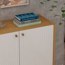 Ver imagem 6 de Balcão Buffet 100% MDF 2 Portas Pés em Madeira Maciça Bege/Cinamomo/White