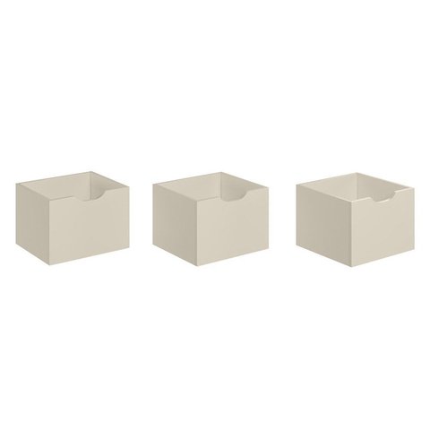 Kit 3 Gavetas Organizadoras 32,8cm x 30,8cm x 23,2cm Branco/Off White