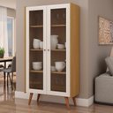 Ver imagem 1 de Cristaleira 2 Portas de Vidro Molduras com Detalhes em 45° 100% MDF Bege/Cinamomo/White