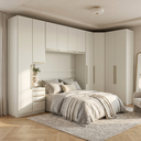 Ver imagem 1 de Guarda Roupa Casal Modulado 6 Peças com Cabeceira 10 Portas 6 Gavetas Seletto Areia Cinza