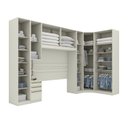 Ver imagem 4 de Guarda Roupa Casal Modulado 6 Peças com Cabeceira 10 Portas 6 Gavetas Seletto Areia Cinza