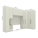 Ver imagem 3 de Guarda Roupa Casal Modulado 6 Peças com Cabeceira 10 Portas 6 Gavetas Seletto Areia Cinza