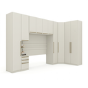 Ver imagem 2 de Guarda Roupa Casal Modulado 6 Peças com Cabeceira 10 Portas 6 Gavetas Seletto Areia Cinza