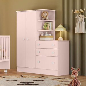 Guarda-roupa com Cômoda 3 Gavetas Doce Sonho