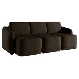 Sofá Cama Modulado Retrátil e Reclinável Decorativo Varsóvia 276cm Veludo Marrom G33 - Gran Belo - 7