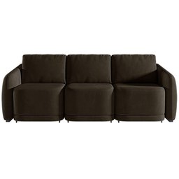 Sofá Cama Modulado Retrátil e Reclinável Decorativo Varsóvia 276cm Veludo Marrom G33 - Gran Belo - 2