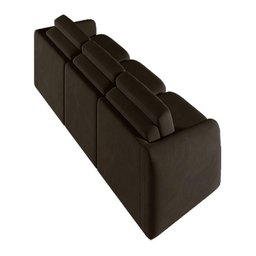 Sofá Cama Modulado Retrátil e Reclinável Decorativo Varsóvia 276cm Veludo Marrom G33 - Gran Belo - 6