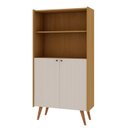 Ver imagem 2 de Estante Livreiro com Molduras Detalhes em 45° 100% Mdf e 2 Portas Pés em Madeira Maciça