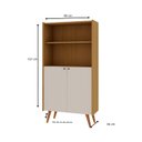 Ver imagem 4 de Estante Livreiro com Molduras Detalhes em 45° e 2 Portas Pés em Madeira Maciça Bege/Cinamomo/White 100% MDF