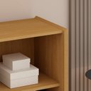 Ver imagem 4 de Estante Livreiro com Molduras Detalhes em 45° 100% Mdf e 2 Portas Pés em Madeira Maciça