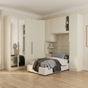 Ver imagem 1 de Guarda Roupa Solteiro Modulado 6 Peças com Espelho e Cabeceira 9 Portas 3 Gavetas Seletto Areia Cinza