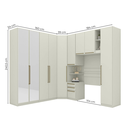 Ver imagem 3 de Guarda Roupa Solteiro Modulado 6 Peças com Espelho e Cabeceira 9 Portas 3 Gavetas Seletto Areia Cinza