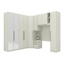 Ver imagem 2 de Guarda Roupa Solteiro Modulado 6 Peças com Espelho e Cabeceira 9 Portas 3 Gavetas Seletto Areia Cinza