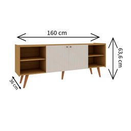 Rack para Tv até 65 Pol 100% Mdf Molduras 45° 2 Portas e Pés em Madeira Maciça - 3