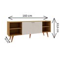 Ver imagem 4 de Rack para TV até 65 Polegadas 100% MDF 160cm Pés em Madeira Maciça Molduras 45° 2 Portas e Bege