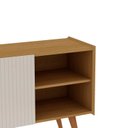 Ver imagem 7 de Rack para TV até 65 Polegadas 100% MDF 160cm Pés em Madeira Maciça Molduras 45° 2 Portas e Bege