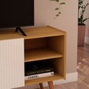 Ver imagem 5 de Rack para Tv até 65 Pol 100% Mdf Molduras 45° 2 Portas e Pés em Madeira Maciça