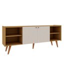 Ver imagem 3 de Rack para TV até 65 Polegadas 100% MDF 160cm Pés em Madeira Maciça Molduras 45° 2 Portas e Bege