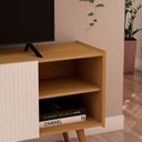 Ver imagem 5 de Rack para TV até 65 Polegadas 100% MDF 160cm Pés em Madeira Maciça Molduras 45° 2 Portas e Bege