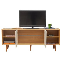 Rack para Tv até 65 Pol 100% Mdf Molduras 45° 2 Portas e Pés em Madeira Maciça - 7