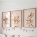 Ver imagem 1 de Kit 3 Quadros Decorativos Infantil Bailarina Das Estrelas Quarto Bebê 30x40 Moldura Madeira