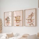 Ver imagem 3 de Kit 3 Quadros Decorativos Infantil Bailarina Das Estrelas Quarto Bebê 30x40 Moldura Madeira