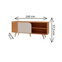 Ver imagem 3 de Rack Ripado Orgânico para TV até 55 Polegadas 140cm 1 Porta de Correr com Detalhe Bege