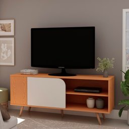 Rack para Tv até 55 Polegadas 1 Porta de Correr com Detalhe Orgânico - 1