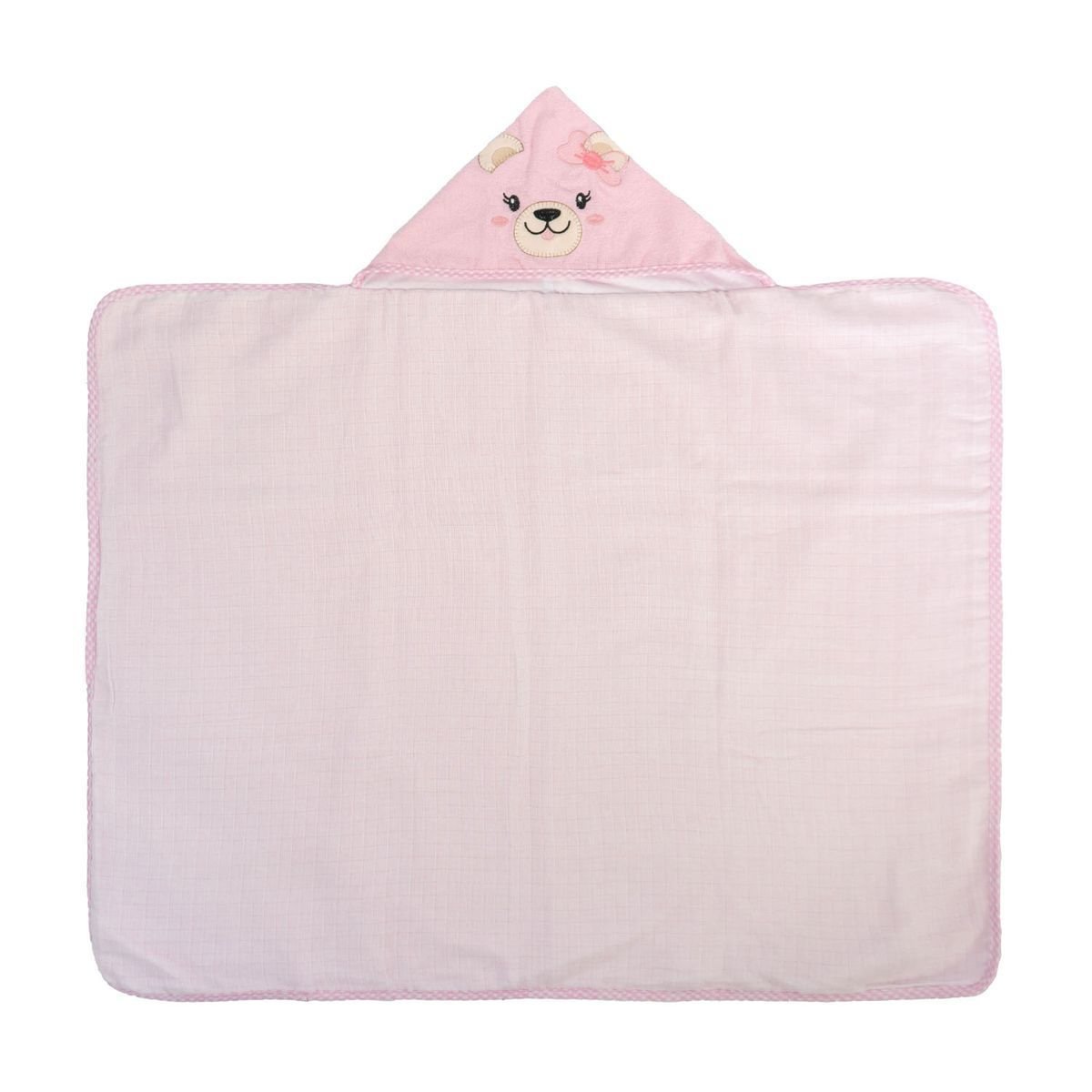 Toalha de Banho Bebe Bublim Bordada: Cachorrinha Rosa - 2