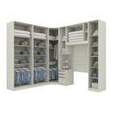 Ver imagem 4 de Guarda Roupa Solteiro Modulado 6 Peças com Cabeceira 9 Portas 3 Gavetas Seletto Areia Cinza